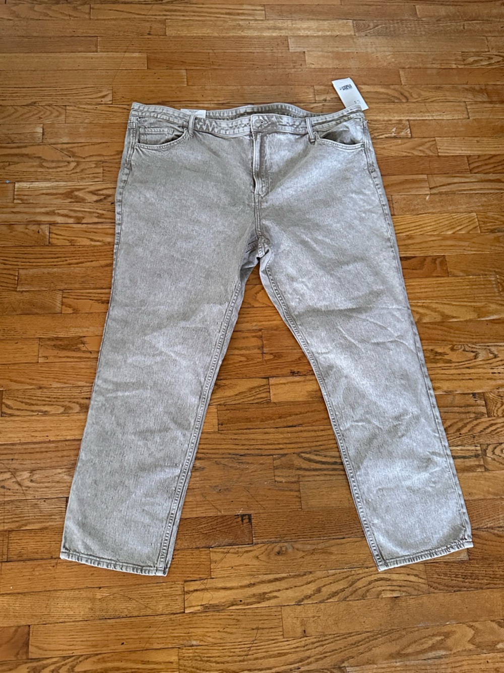 H&M Plus Size High Waist Slim Straight Leg Jeans, Beige, Size 26